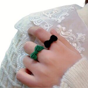 Adorable Black Velvet Bow Ring